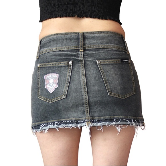 Sexy Punk Rock Denim Mini Skirt XS Custm by Madz  Goth Metal Festival Outfit - Picture 5 of 16